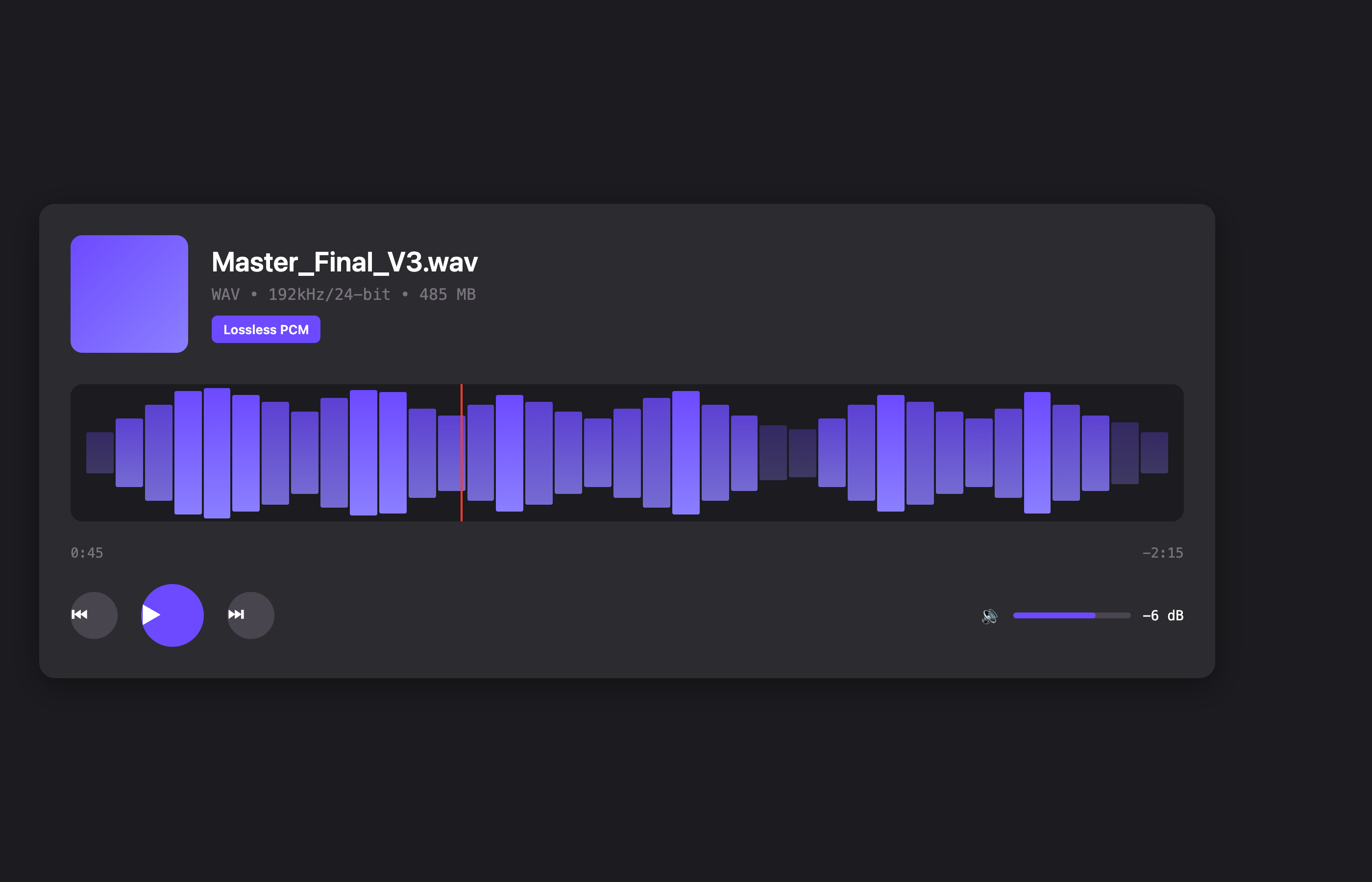 Professional Audio Player Interface