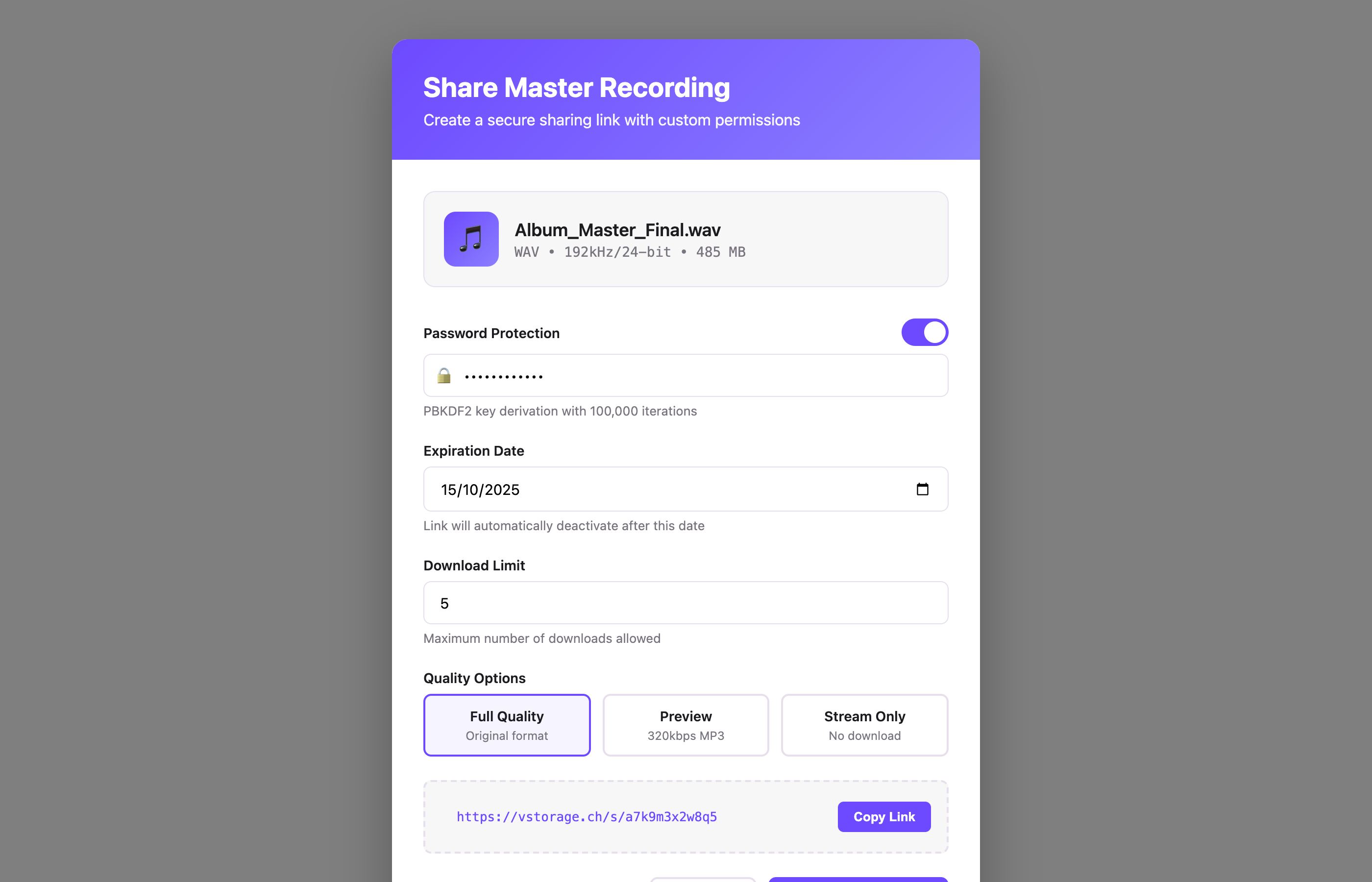 Secure Sharing Interface
